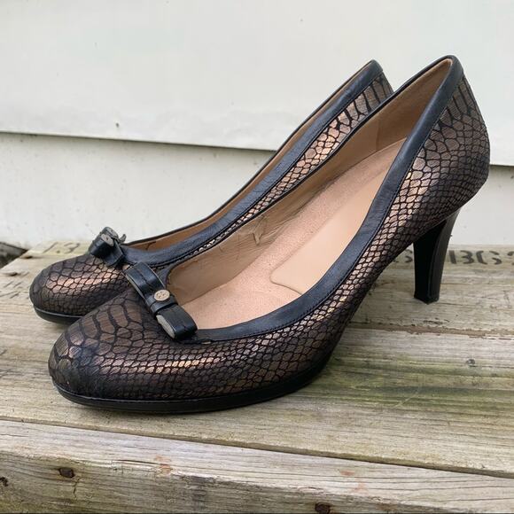 Naturalizer Maizie 11 Wide bronze/black snakeskin heels - Picture 6 of 8